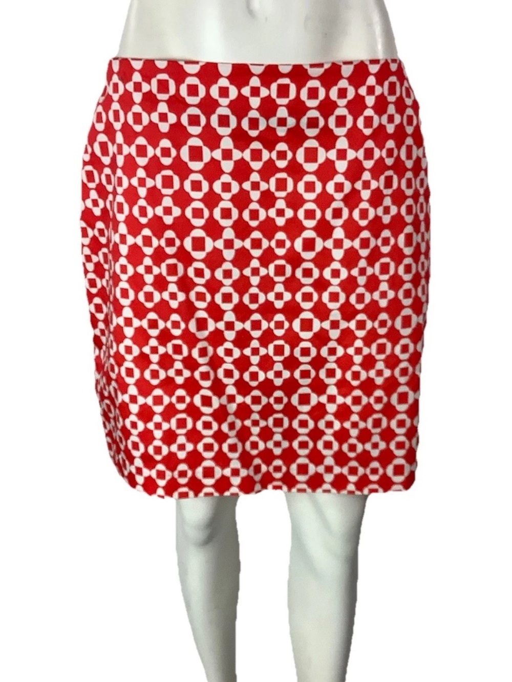 Boden Sz 8 A-Line Geometric Print Mod Preppy Look Business Casual Skirt Red